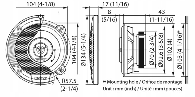 GŁOŚNIKI SAMOCHODOWE KENWOOD KFCS1066 2DROŻNE 10cm Marka Kenwood