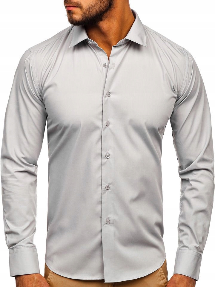 

Koszula Męska Elegancka Jasnoszara 0001 Denley_xl