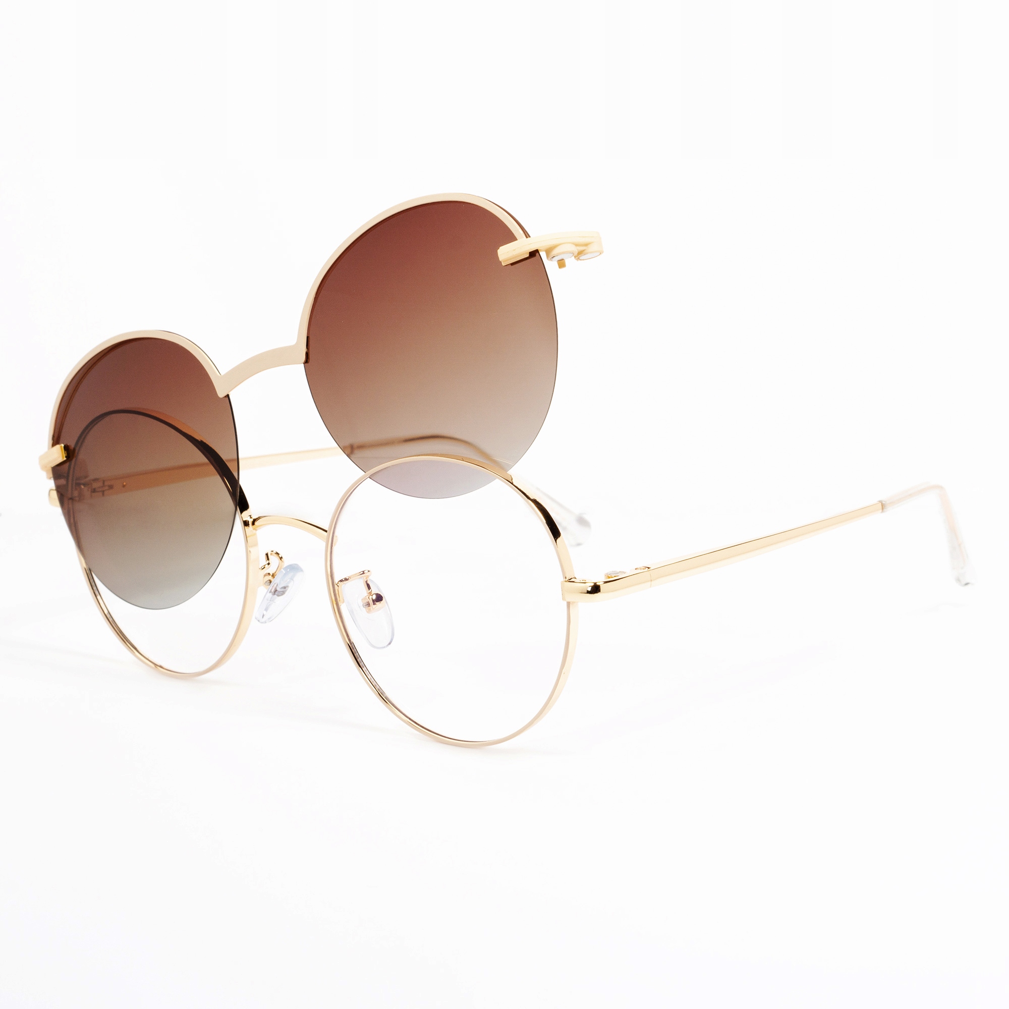 OKULARY OKRĄGŁE ZERÓWKI NAKŁADKA PRZECIWSŁONECZNA Szerokość soczewki 52 mm