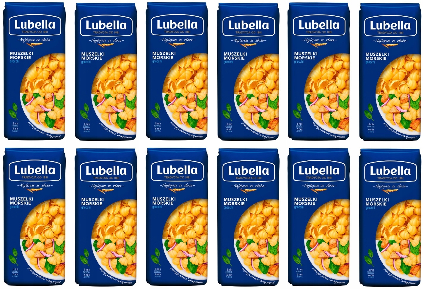 12 x 400 g Lubella Gnocchi Těstoviny Mořské mušle Karton