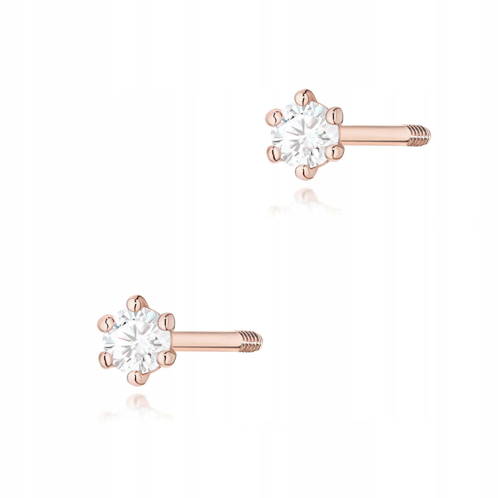 Náušnice růžové zlato 585 diamanty 0,10 ct šroubovací tyčinky pro ženy