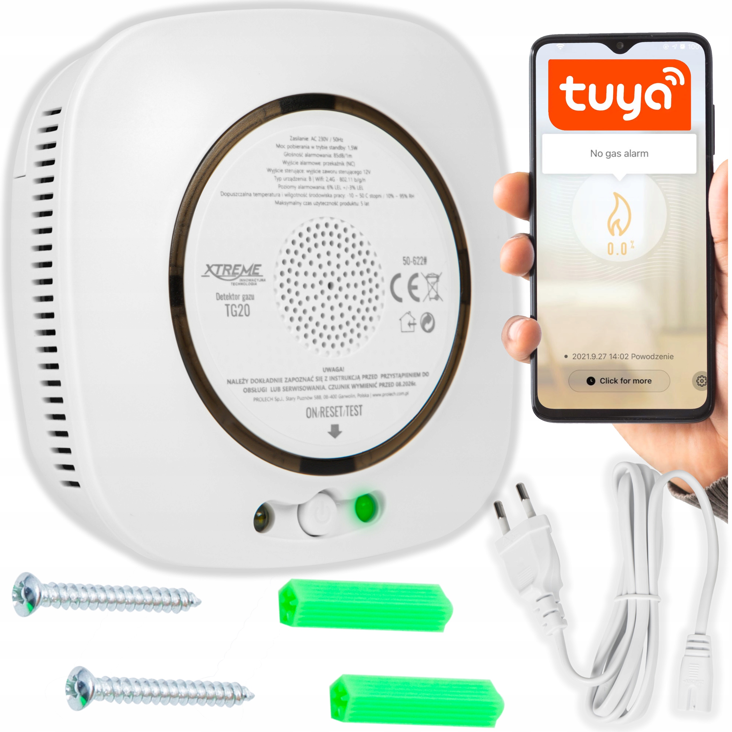 Výkonný Detektor Detektor Plynu Propan Butan Metan Smart Tuya Wifi