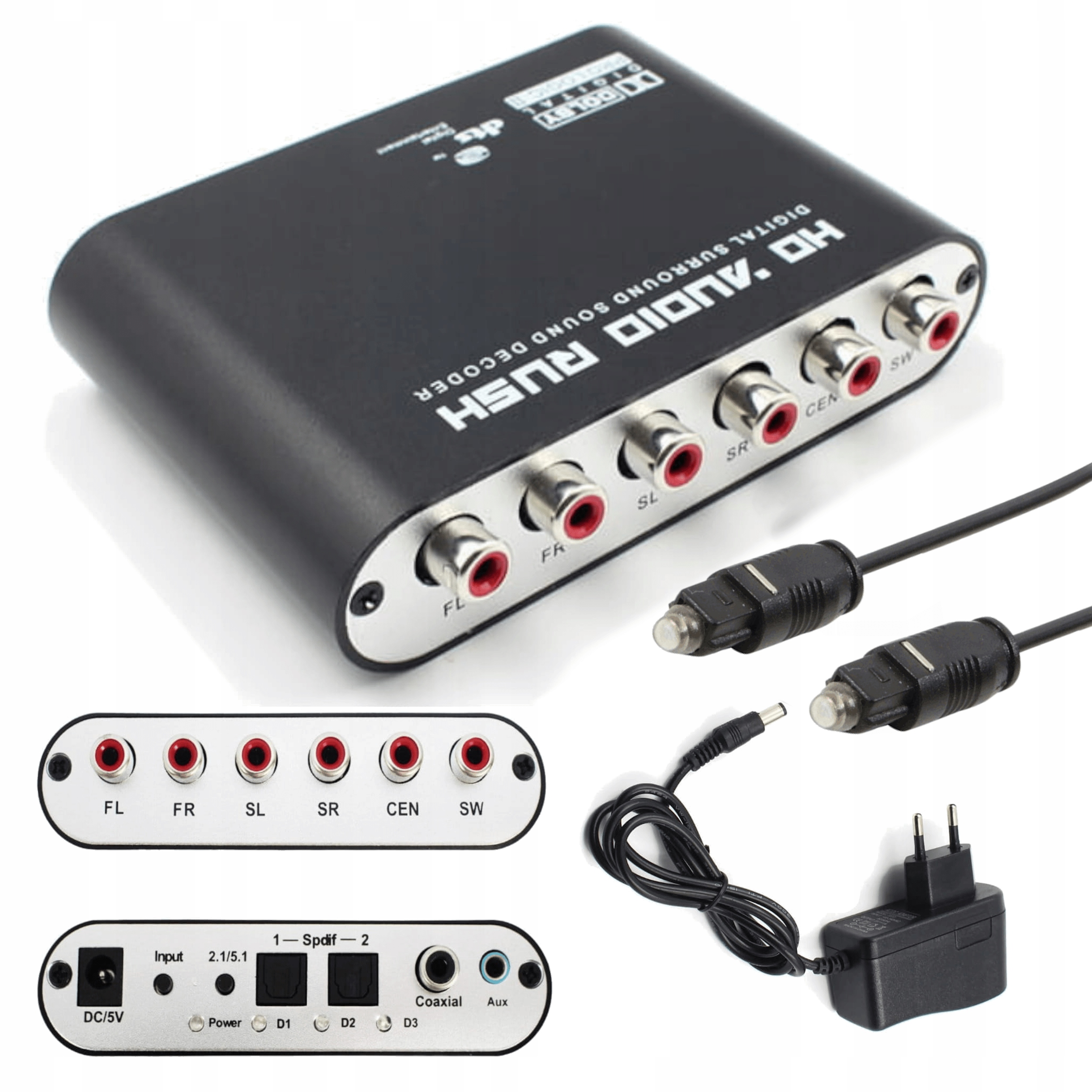 Převodník optického dekodéru Toslink Audio pro zvuk DTS/AC3 na 5.1 kabel