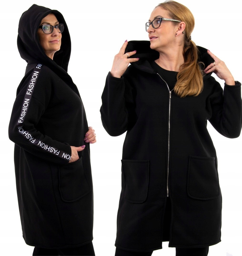 Ciepła Modna Bluza z Lampasem I Kapturem Rozm.46