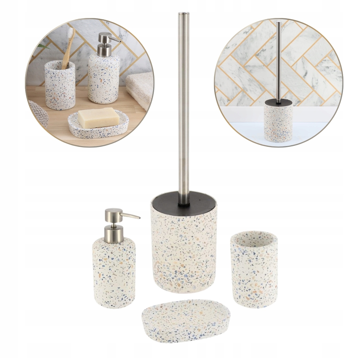 Koupelnový Set 4 El. Dekor Teraco Moderní Sada Do Koupelny