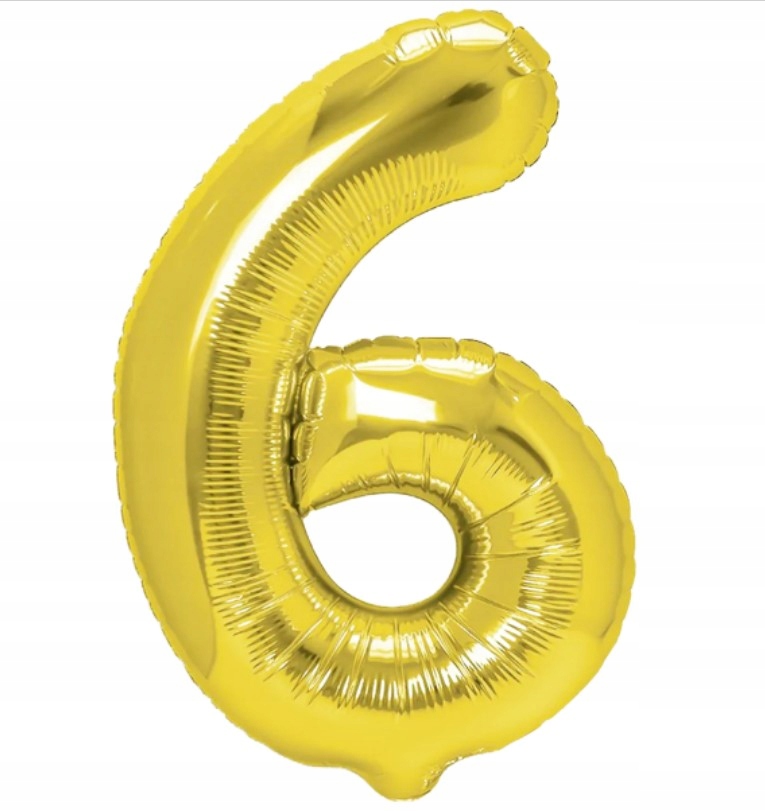 BALON FOLIOWY CYFRA SZEŚĆ 6 ZŁOTA / ZŁOTY 100CM