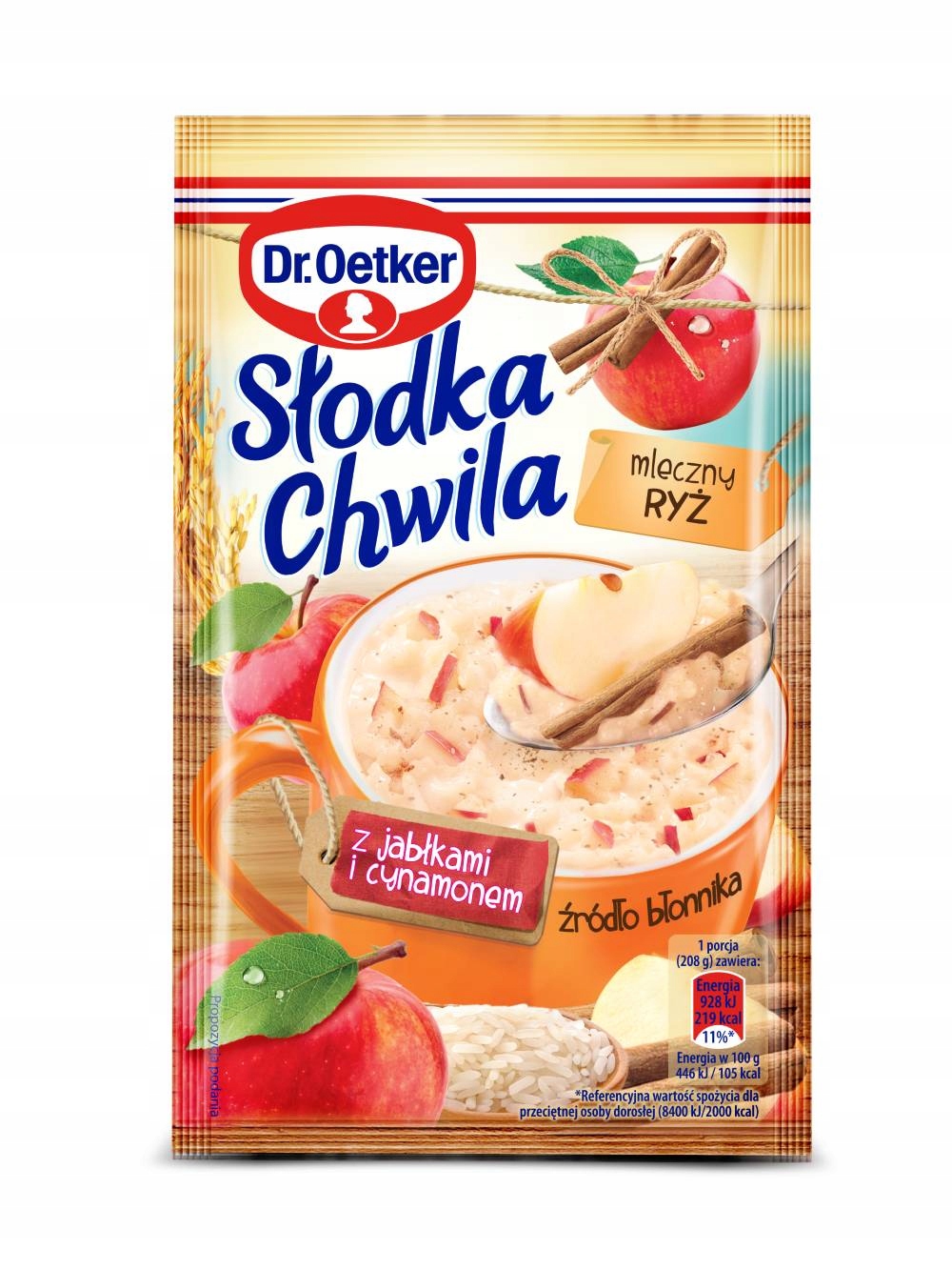 Dr. Oetker Słodka Chwila Mleczny Ryż z jabłkami i cynamonem 58 g