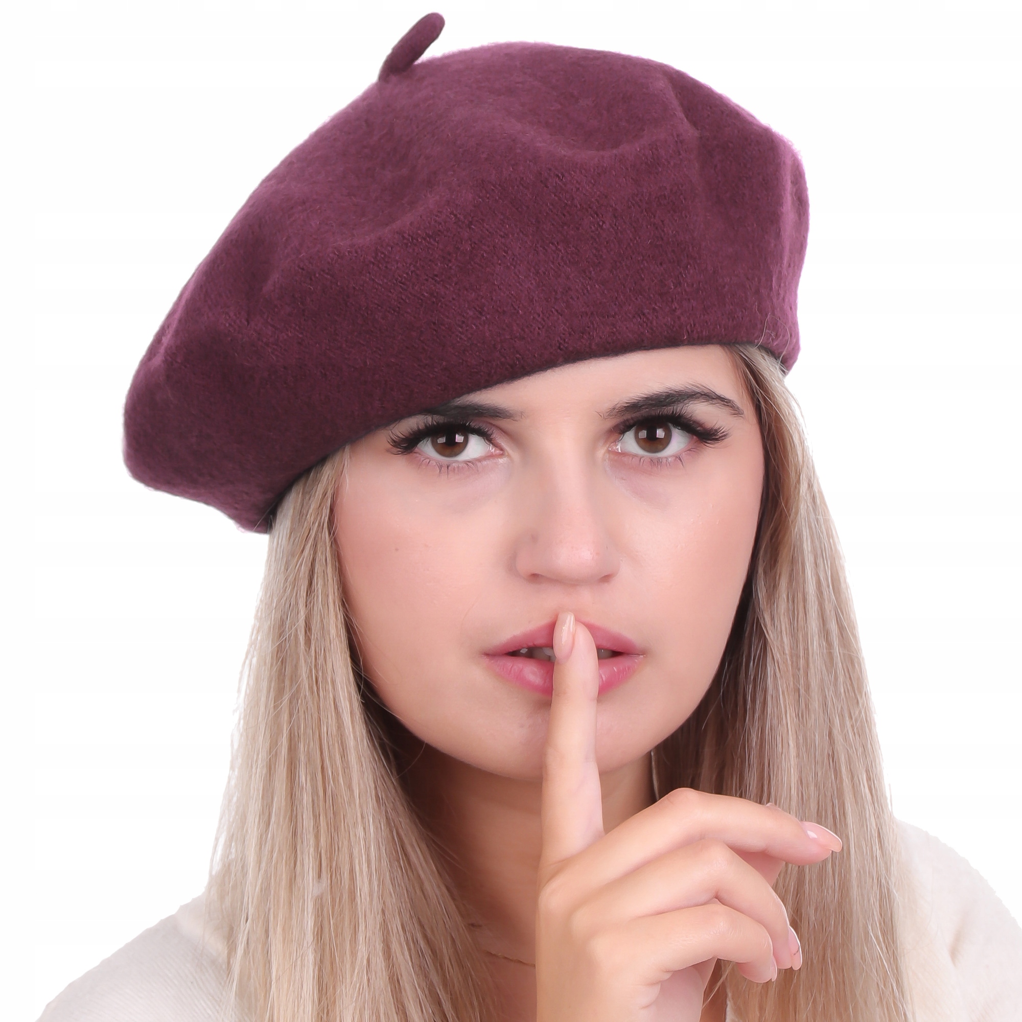 

Beret Wełniany damski z antenką francuski styl