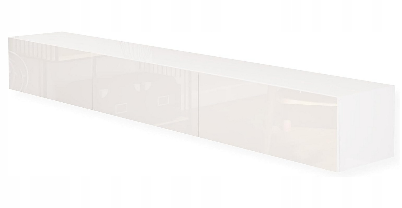 Moderní Tv stolek Bílý vysoký lesk 270 cm