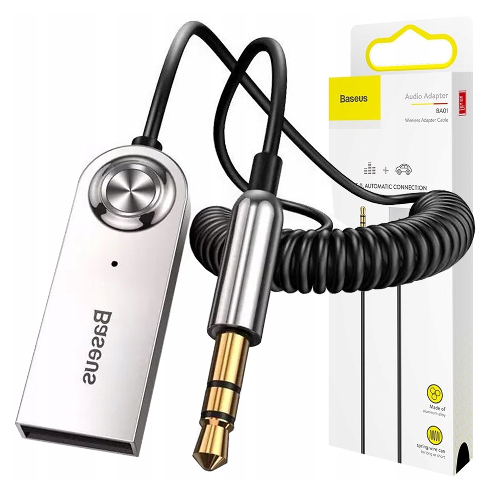 Adapter audio Bluetooth 5.0 Baseus Usb, Aux (czarny)