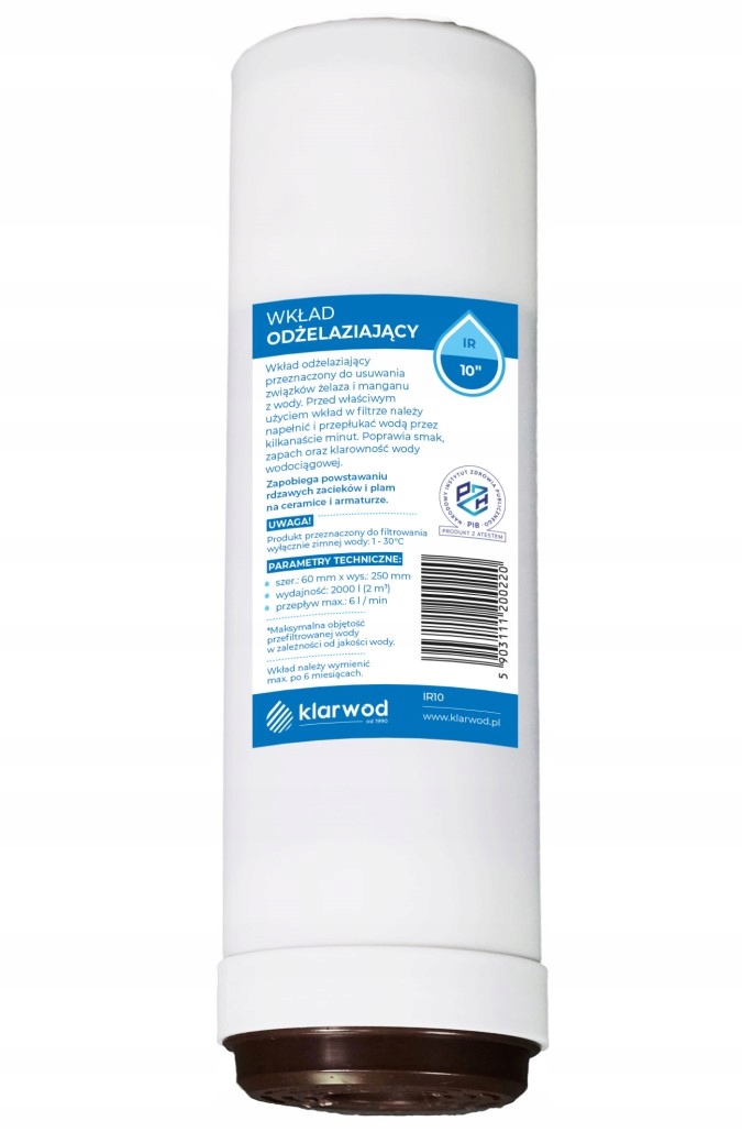 FILTR DO WODY WKŁAD 10' ODŻELAZIAJĄCY IR10 KLARWOD