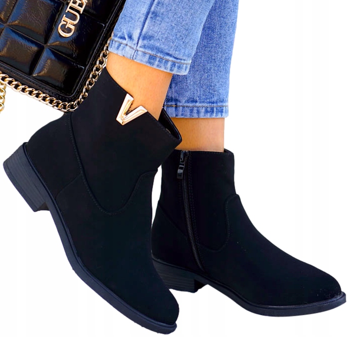 Klasyczne Zamszowe Botki Damskie Valentines 36