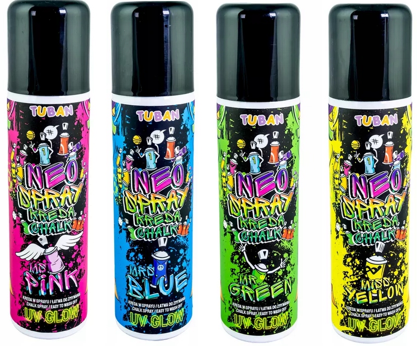

Kreda w sprayu Spray Kredowy Neon Uv Glow 4szt