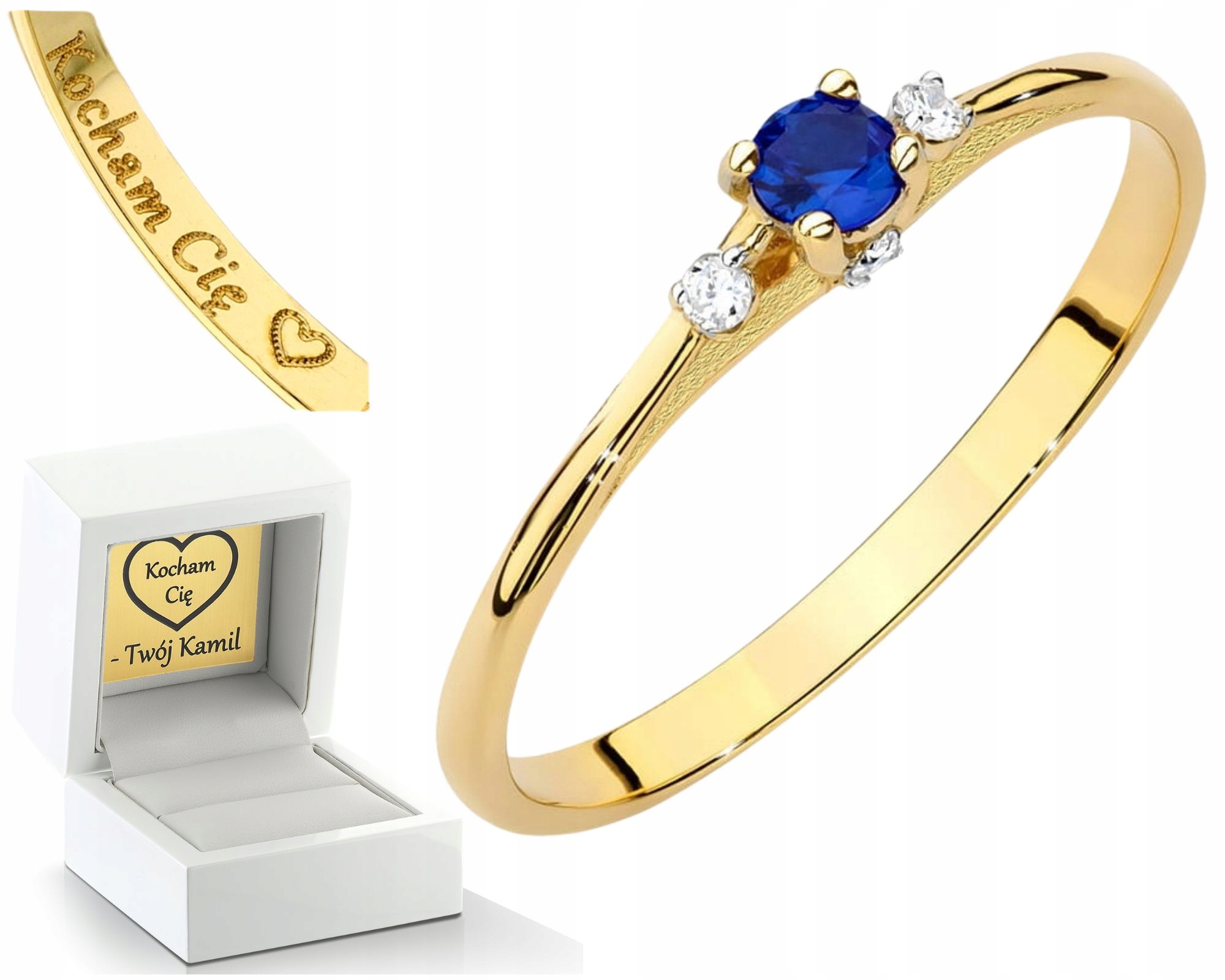 Granátový Prstýnek Se Safírem A Diamanty