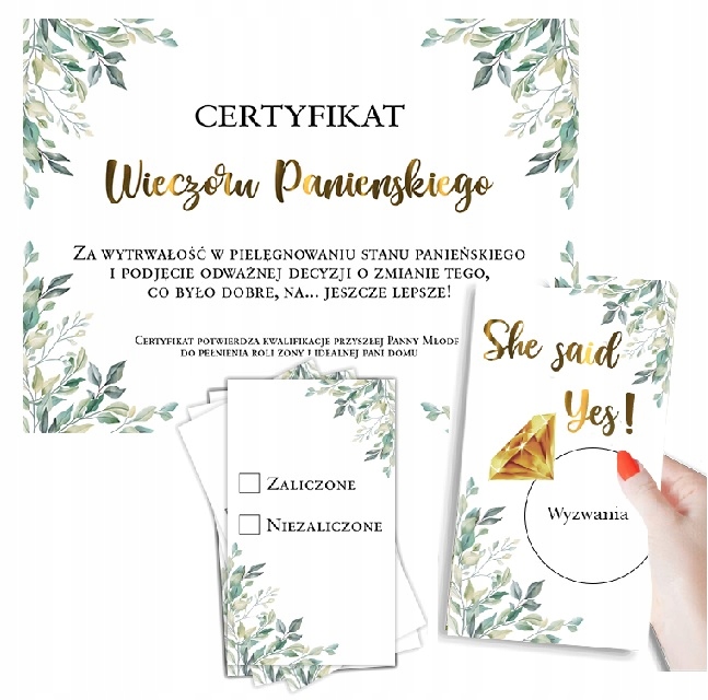 

Certyfikat Gry na Wieczór Panieński Liście Złote