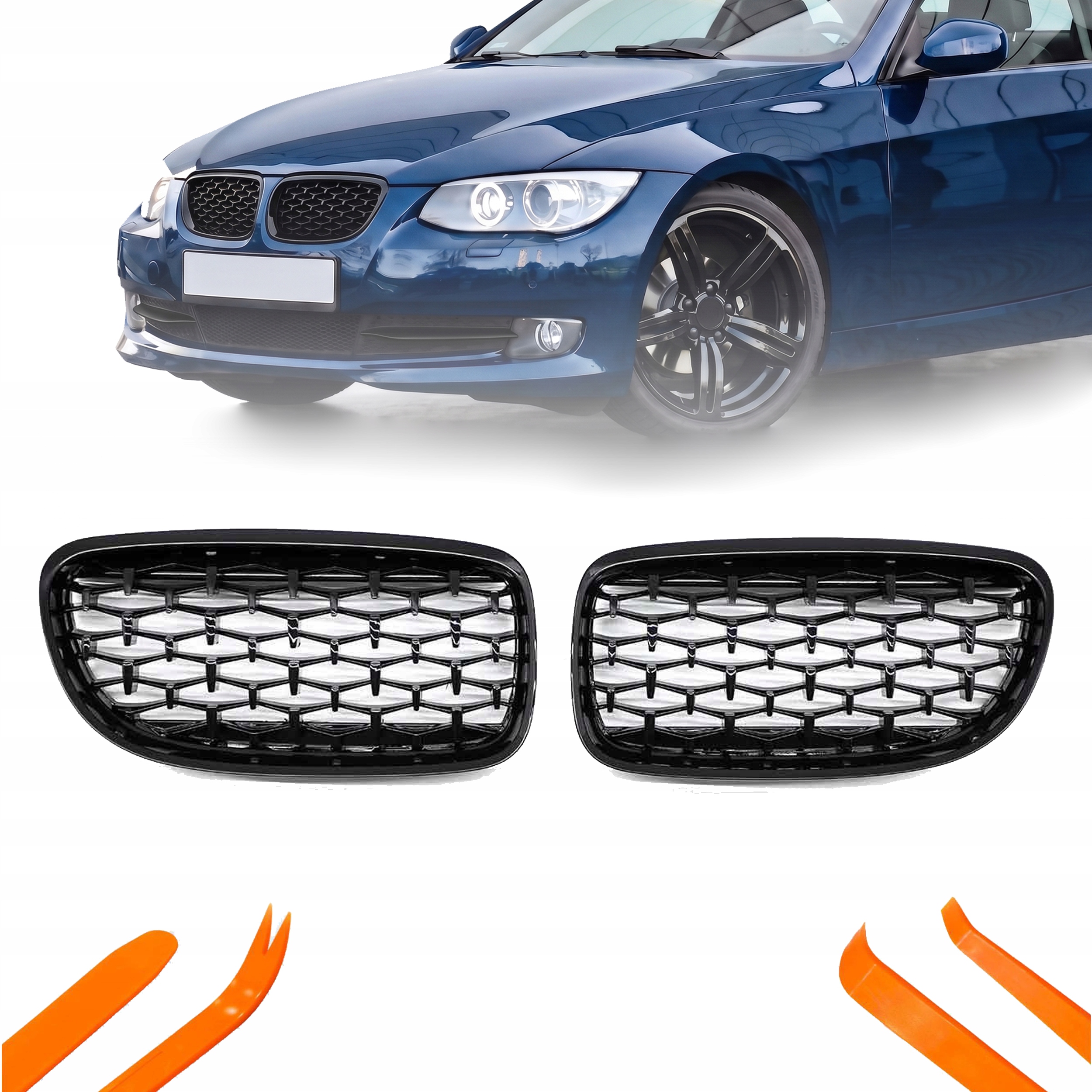 Atrapa Gril Ledvinky Bmw 3 E90 E91 08-11 Černý Lesk Diamant