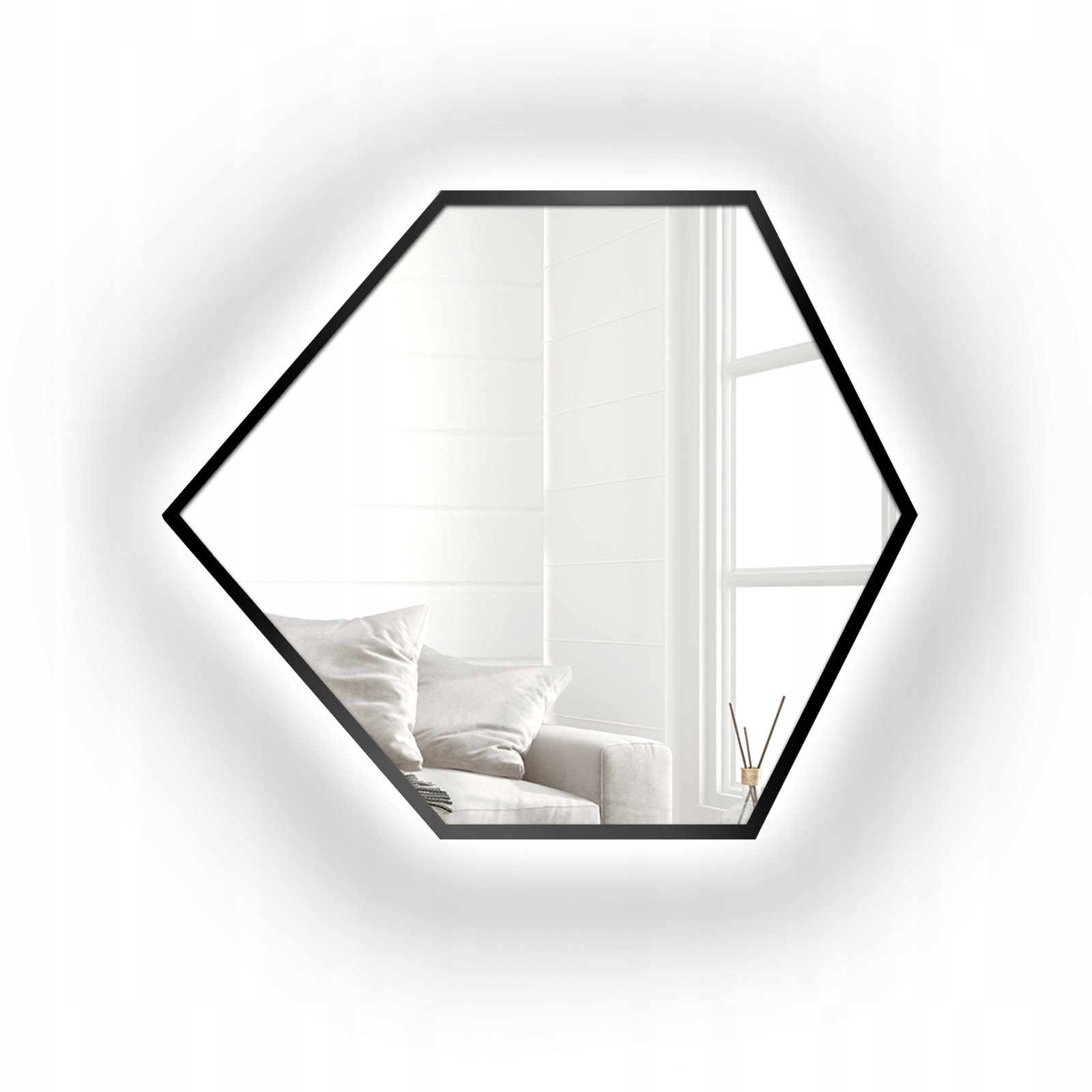 Zrcadlo v černém Mdf rámu s Led podsvícením Geome 70x60