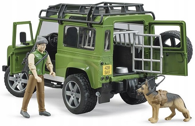 BRUDER 002587 LAND ROVER DEFENDER +STRAŻNIK +PIES