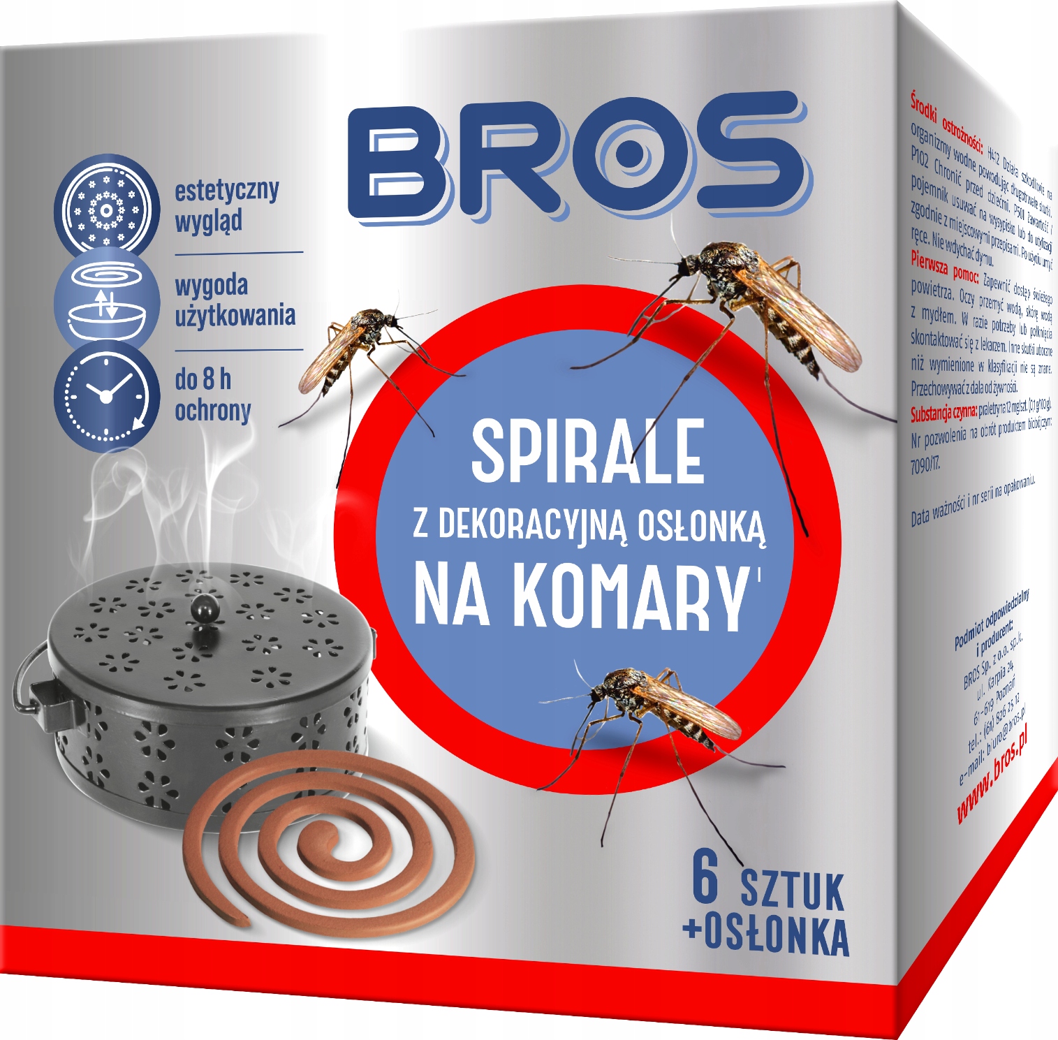 

Bros spirale na komary z dekoracyjną osłonką 6szt.