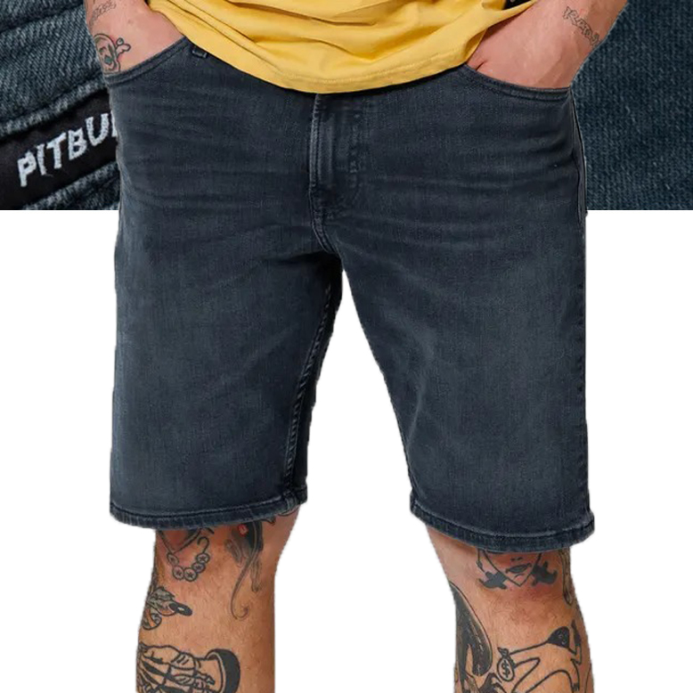 Pánské džínové šortky Pitbull Dark Wash Highlander Tmavé džíny Kraťasy
