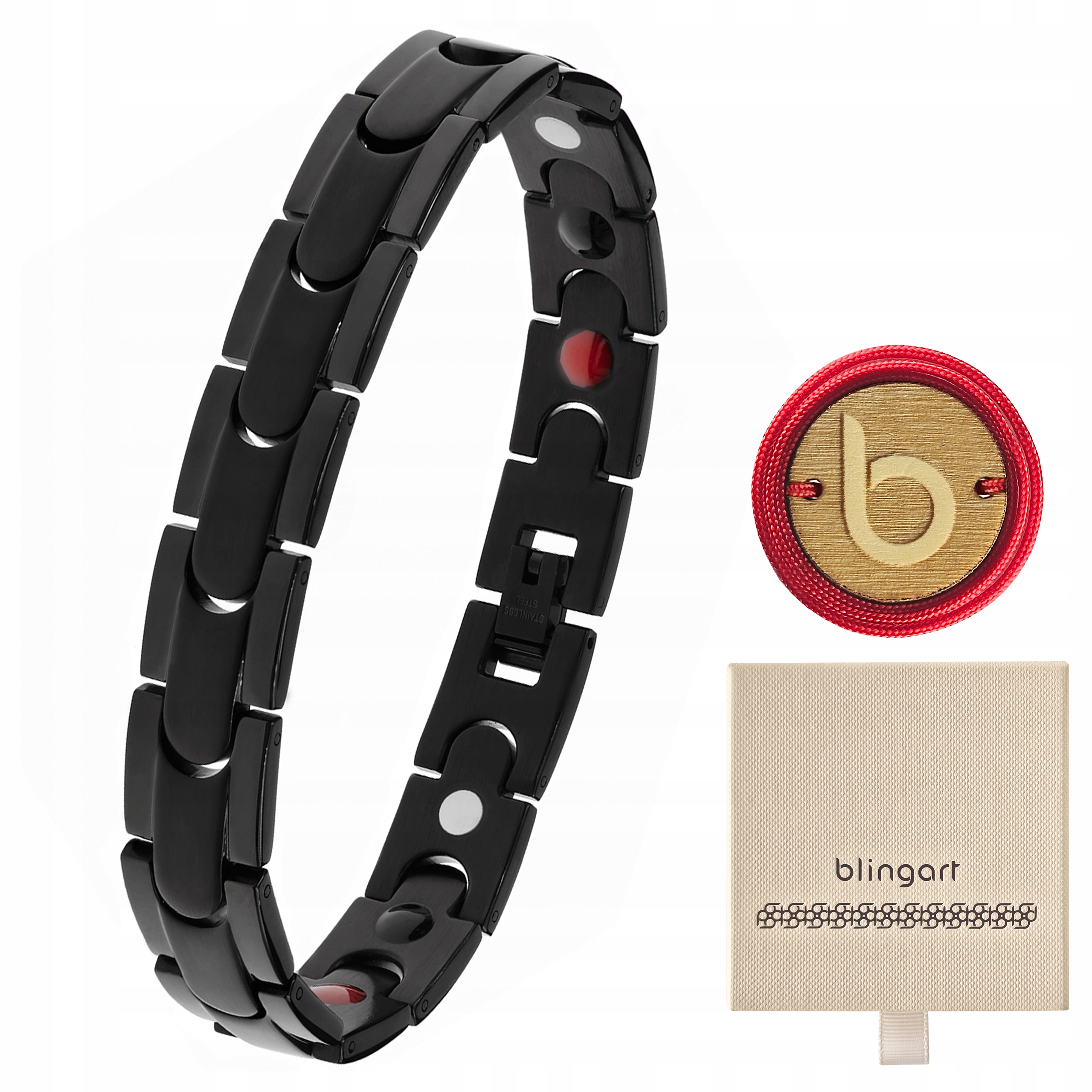 Dámský magnetický náramek ocel černý, zdravotní Blingart