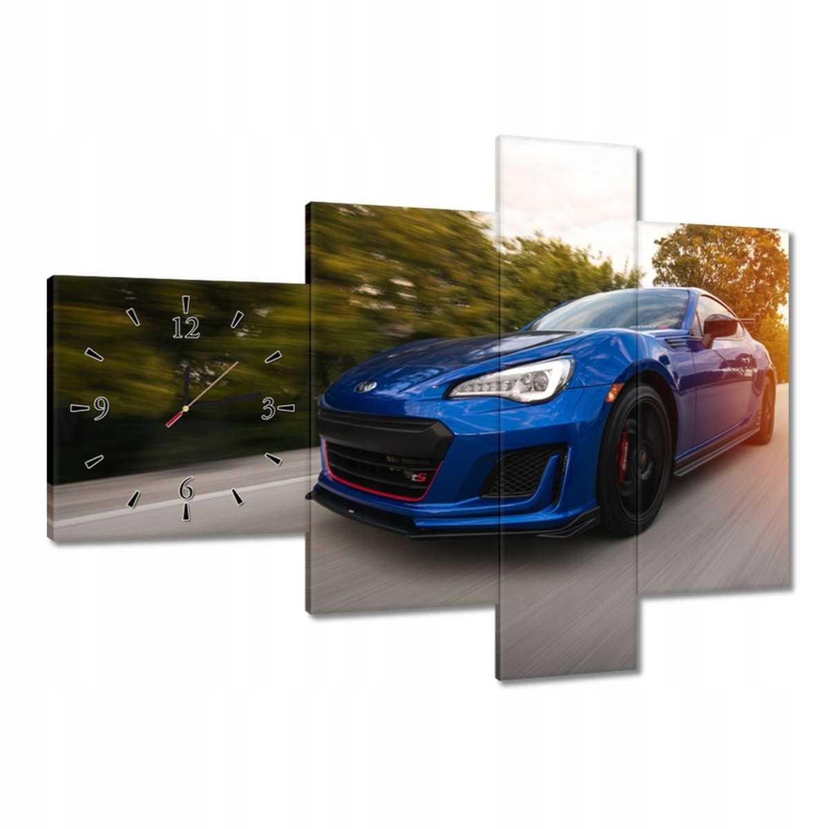 Hodiny 100x70 Automobilový průmysl Modré Auto