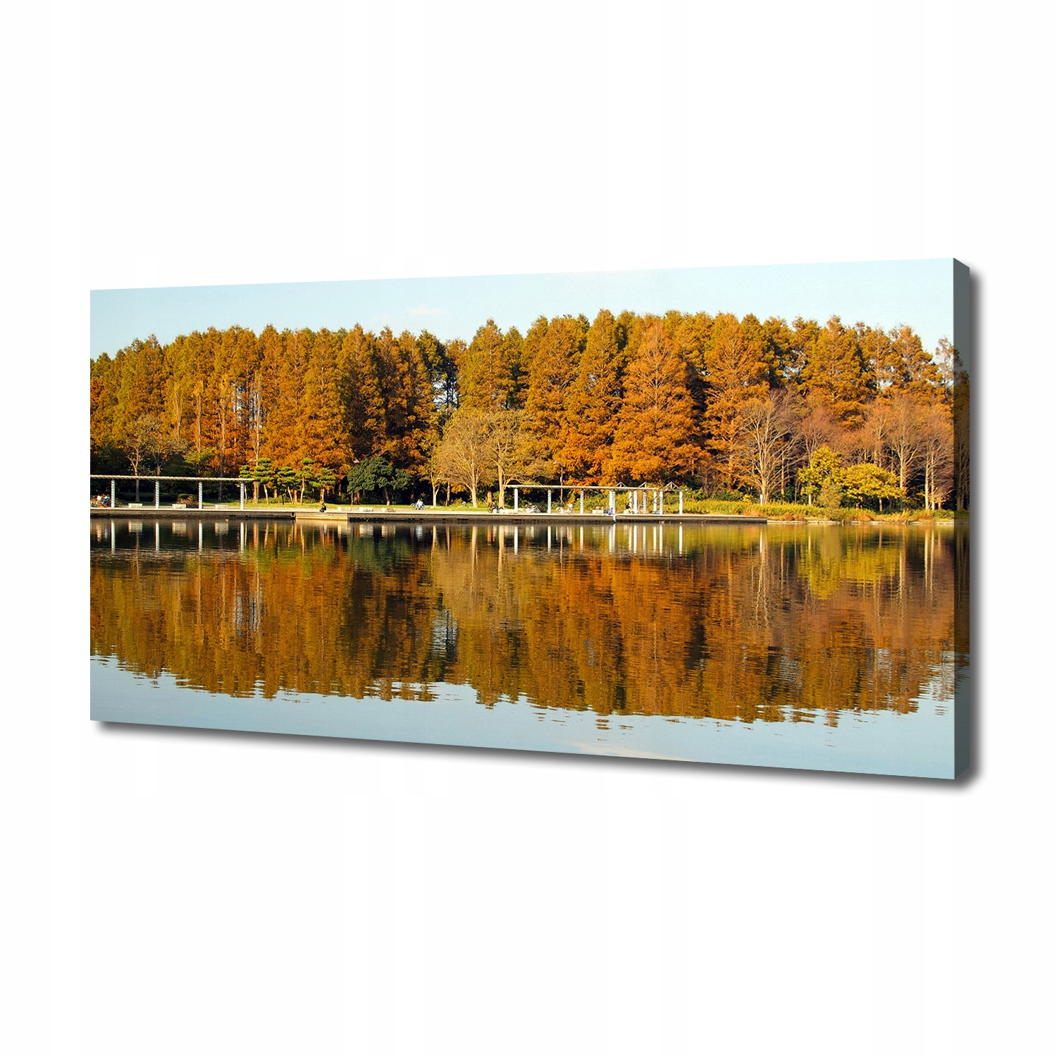 

Foto obraz na płótnie Las nad jeziorem 140x70 cm