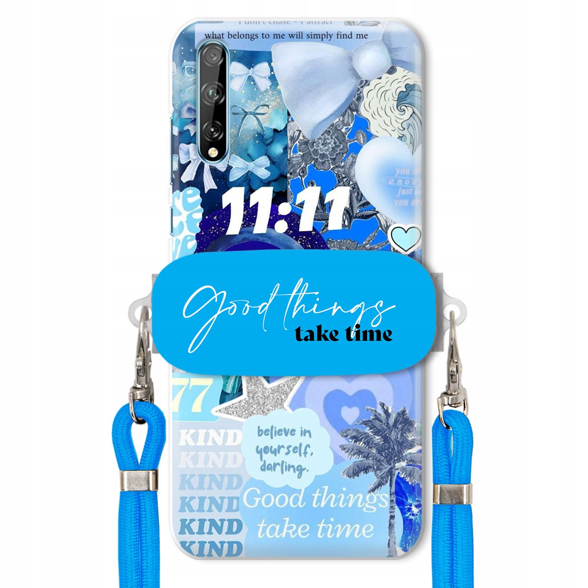 Pouzdro pro Huawei Y8P Držák Crossbody vodítko Good Things Take Time Lata