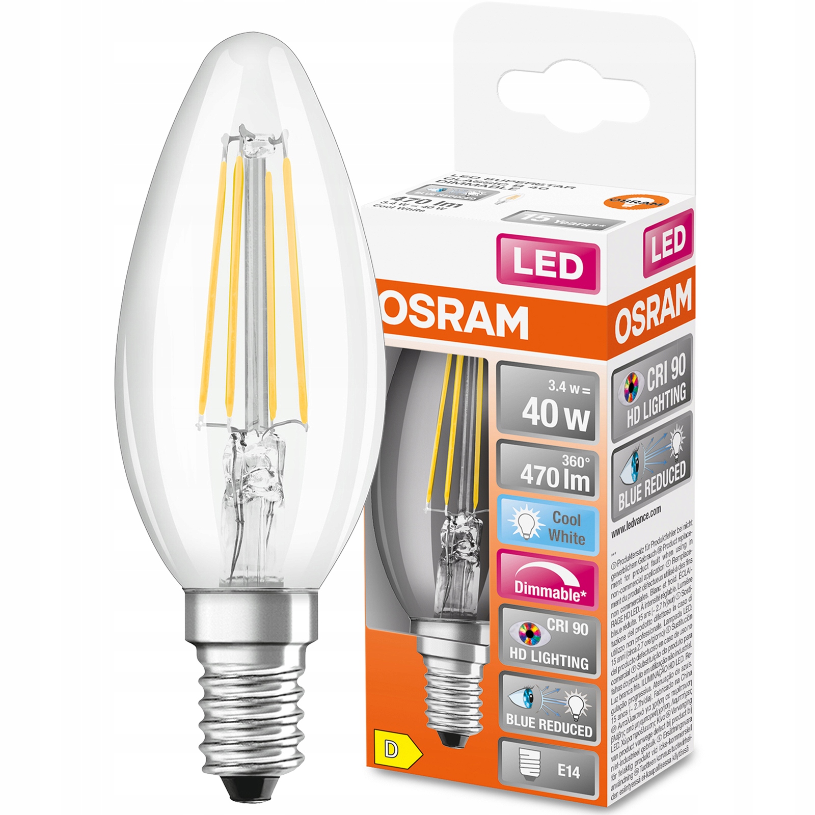 

Żarówka Led E14 3,4W 4000K CRI90 Ściemnialna Osram