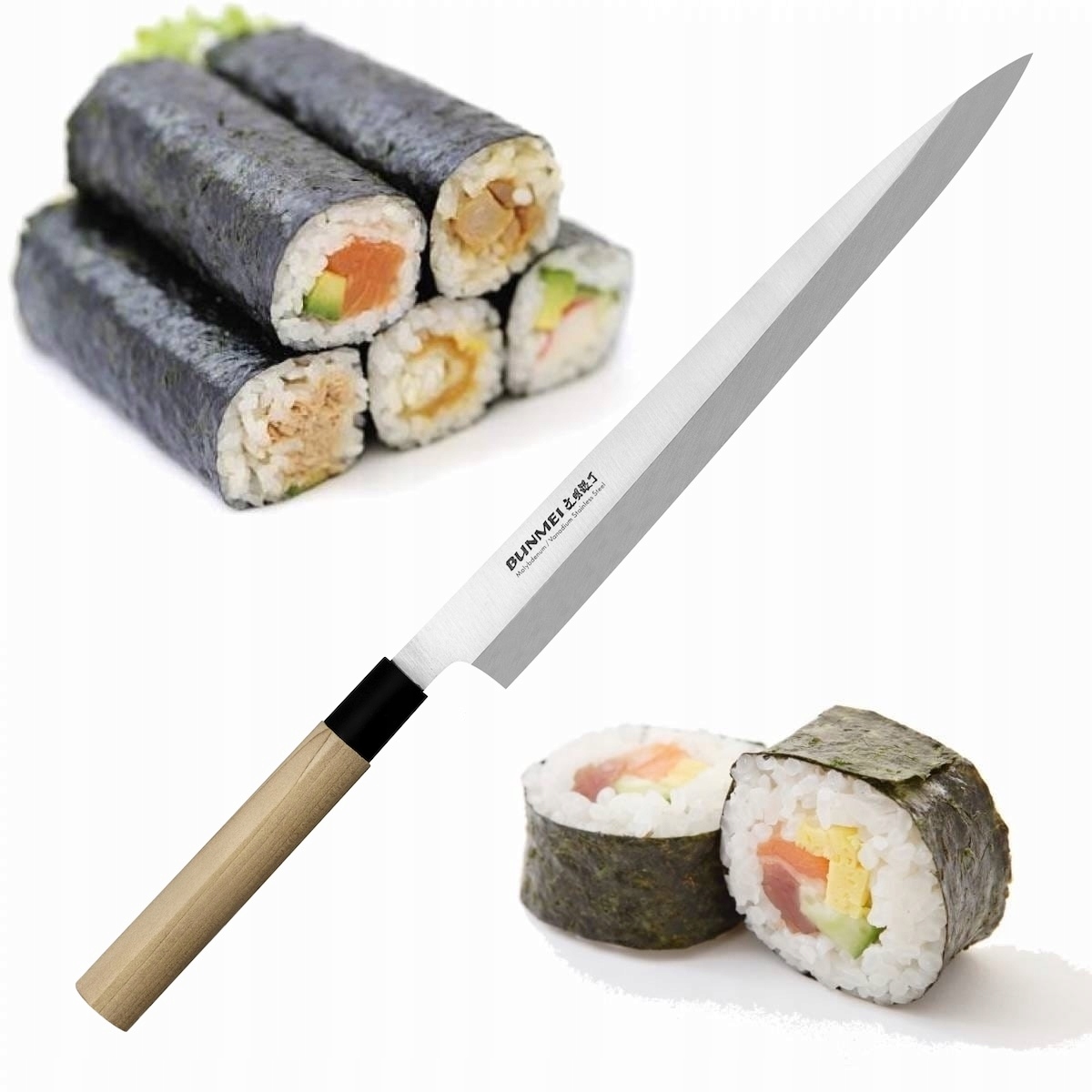Bunmei Japonský ostrý kuchynský nôž Yanagi Sashimi na sushi Filetovanie 30 cm