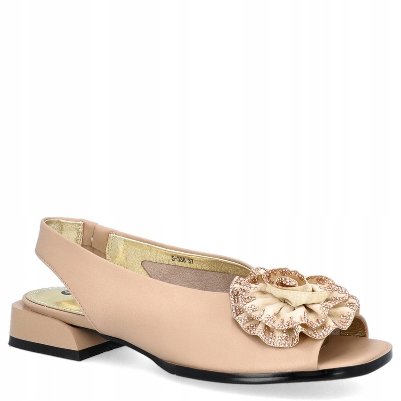 Kožené sandály s ozdobou Scaviola S-338 Béžové 37