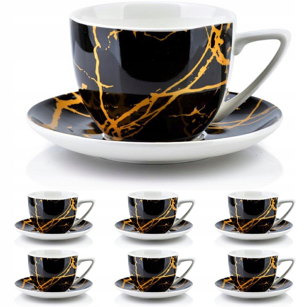 

Filiżanki złoto czarne zestaw 6 szt 250 ml glamour