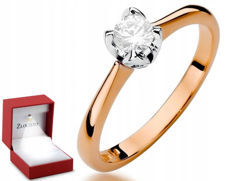 Růžové zlato prstýnek diamant briliant 0,30 ct