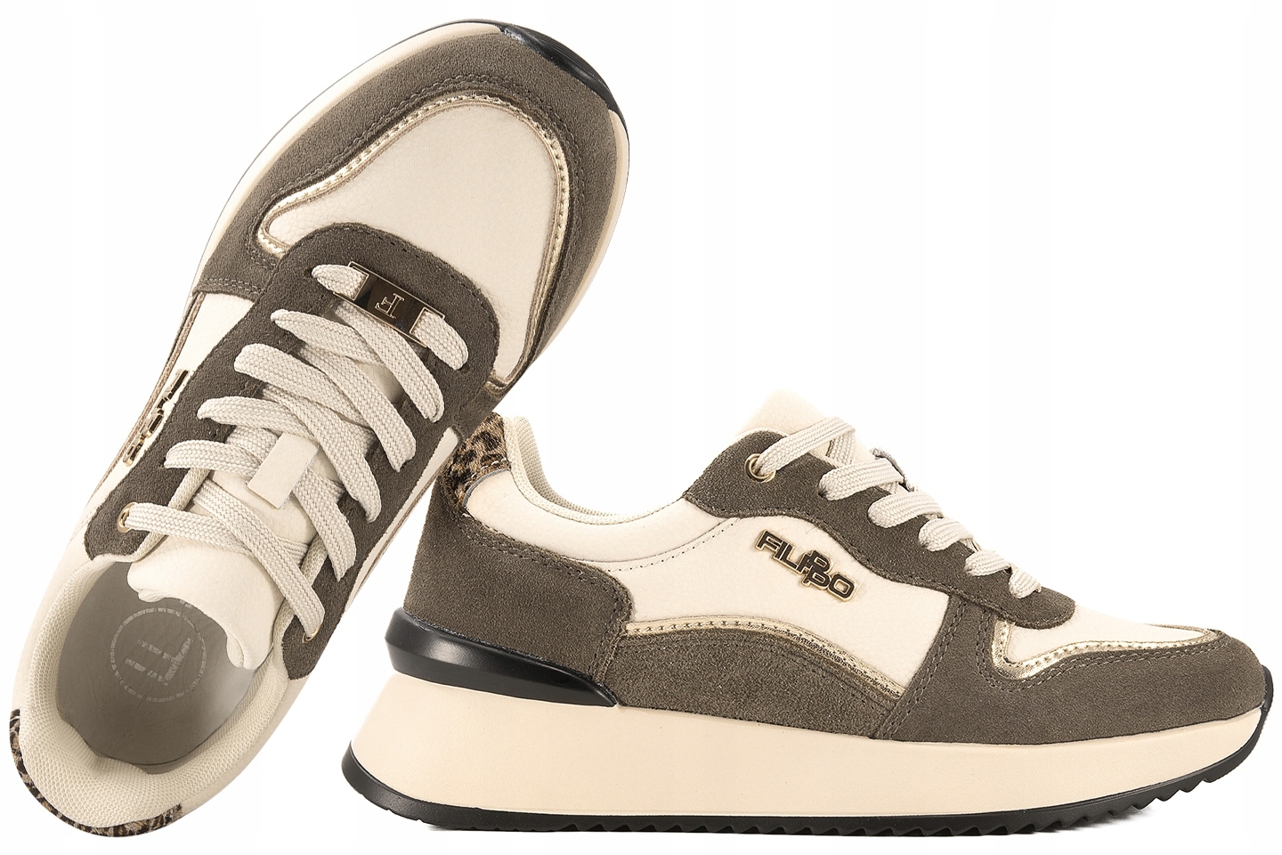 Filippo DP7103 Dámské Polobotky Kožené Tenisky Na Klínku 40 Béžová