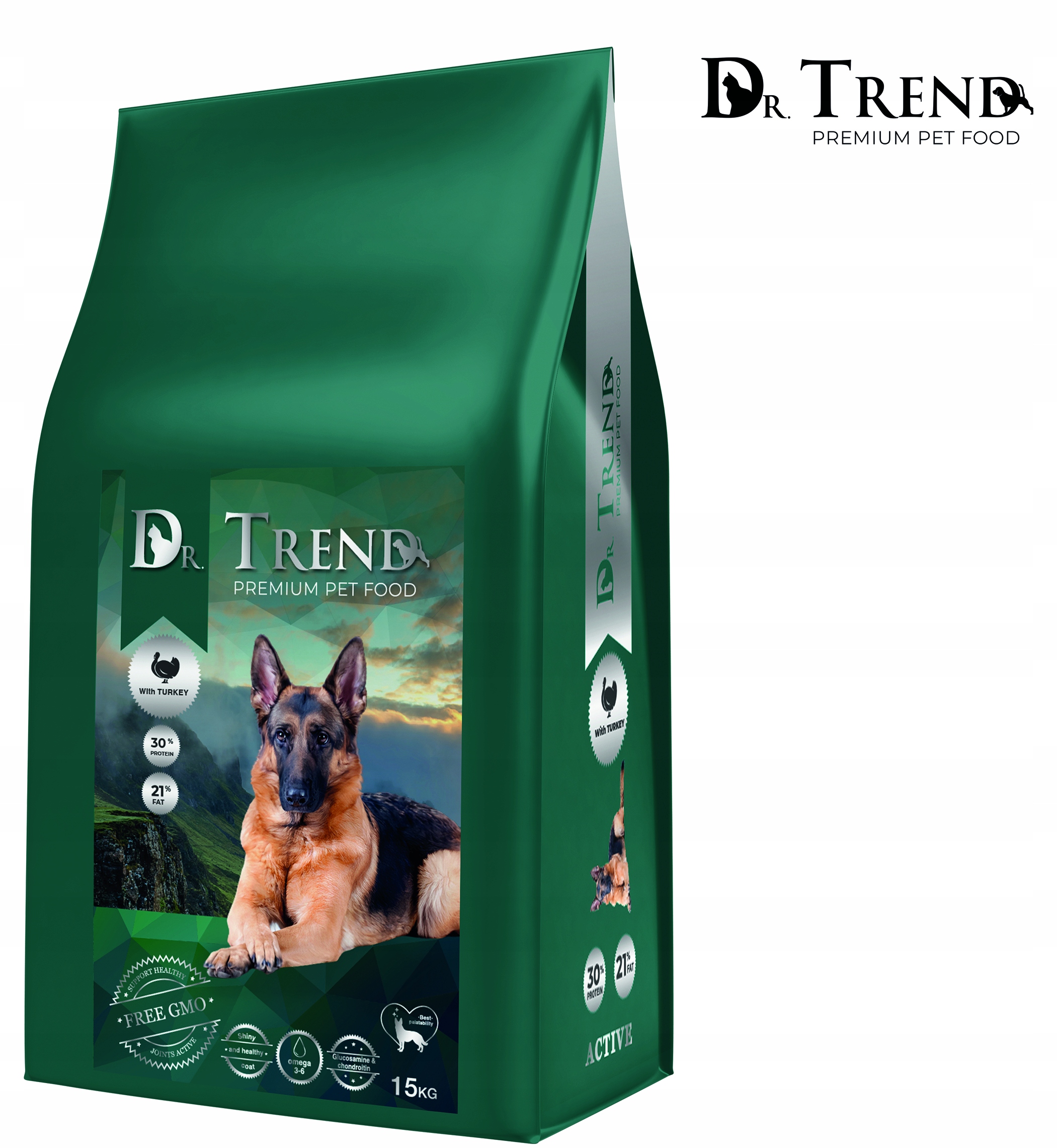 Levně Dr.trend Premium suché krmivo pro aktivní psy s krůtím masem Active 15 kg