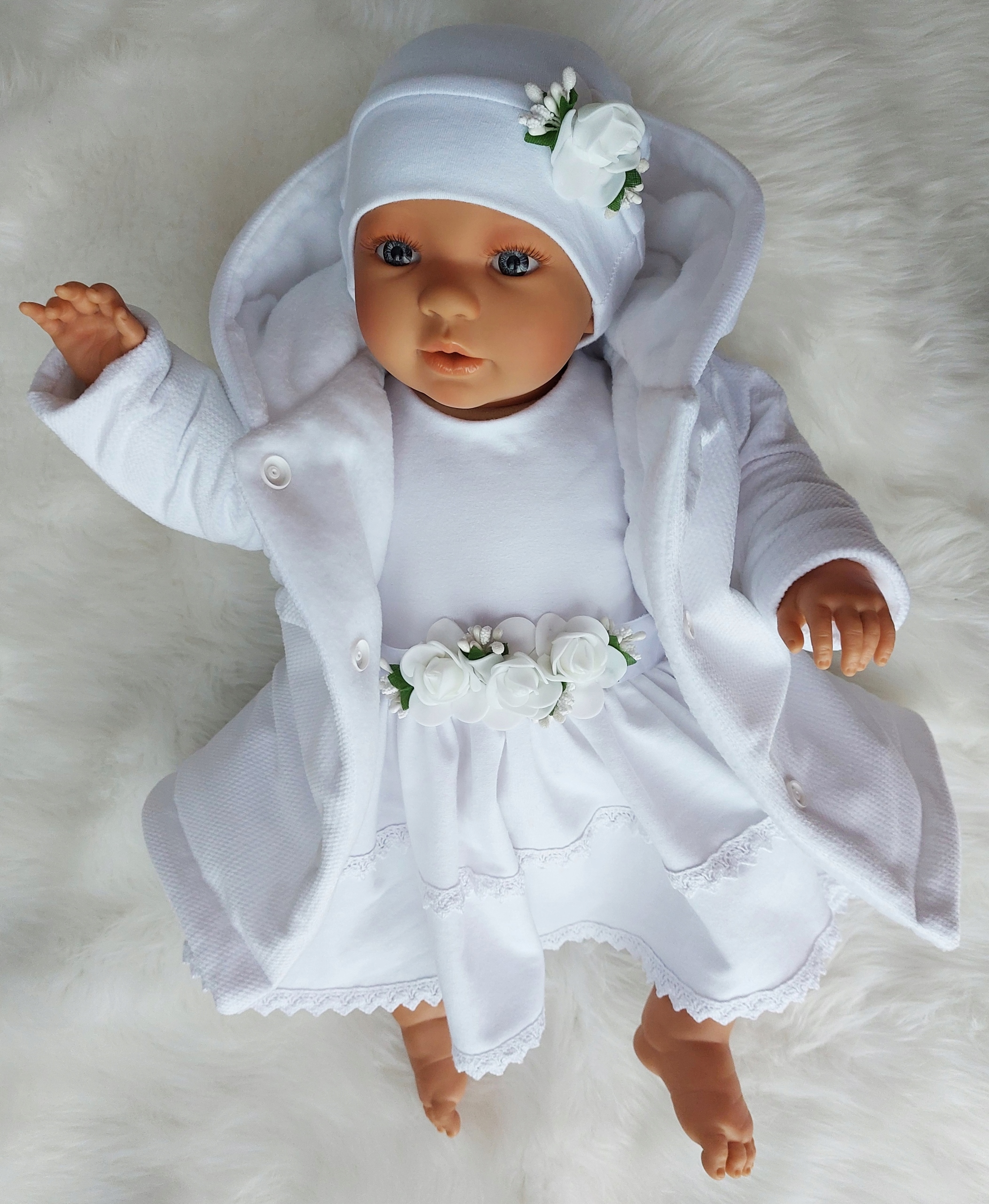 4CZ KOMPLET do chrztu SUKIENKA BAWEŁNA R.62 Rozmiar 62