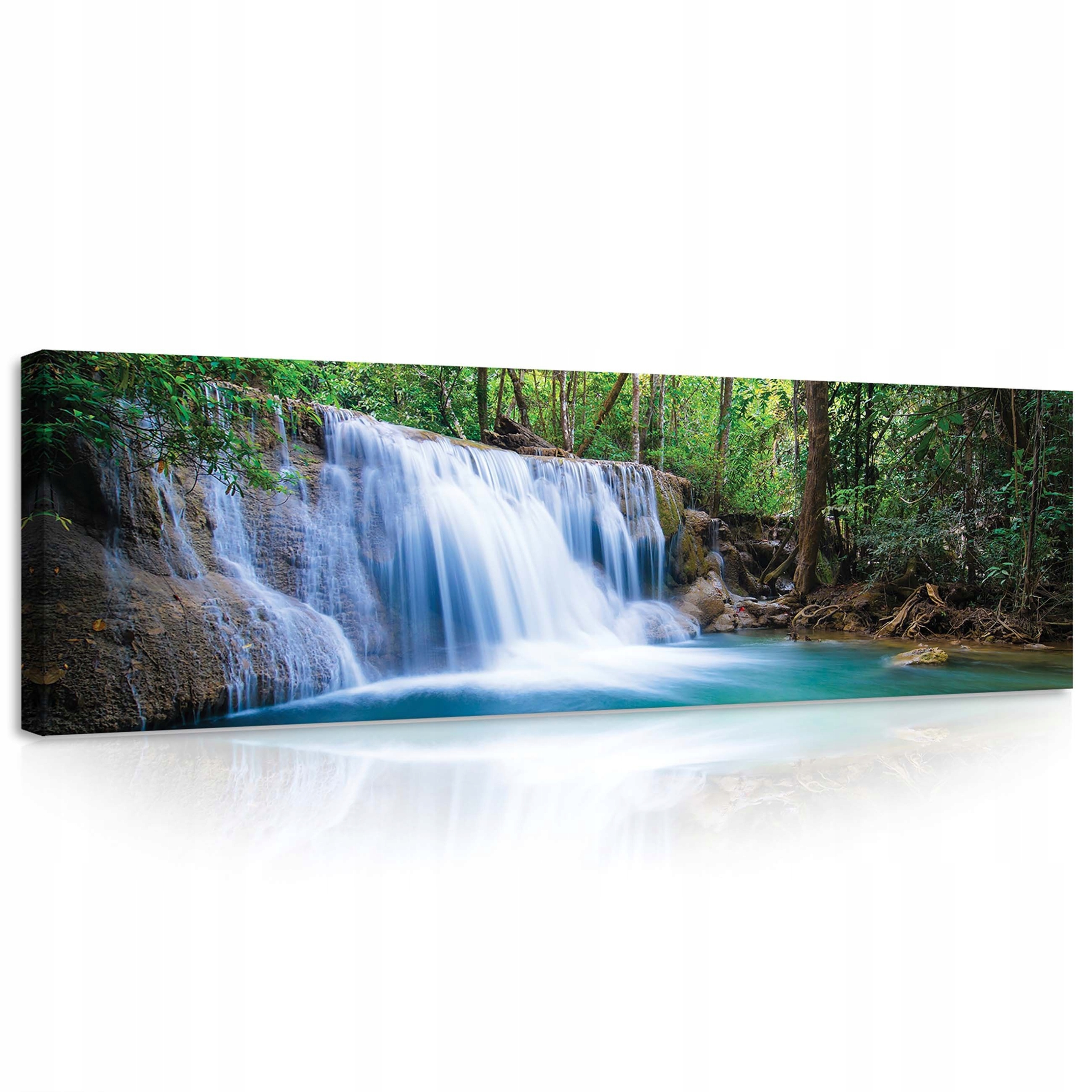 Obraz 145x45 Vodopád tropický les příroda klid svěžest světle modrá