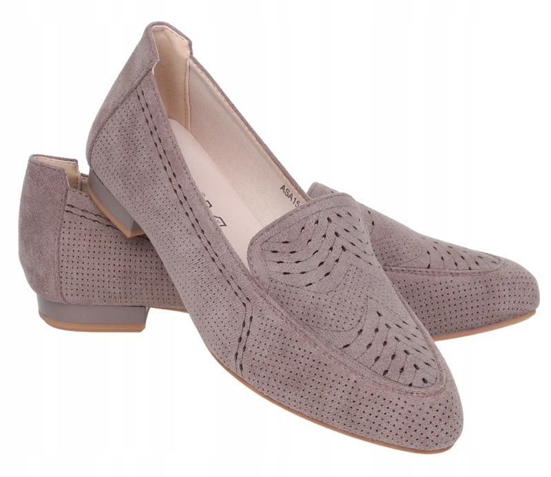 Zamszowe półbuty damskie czółenka płaskie mokasyny