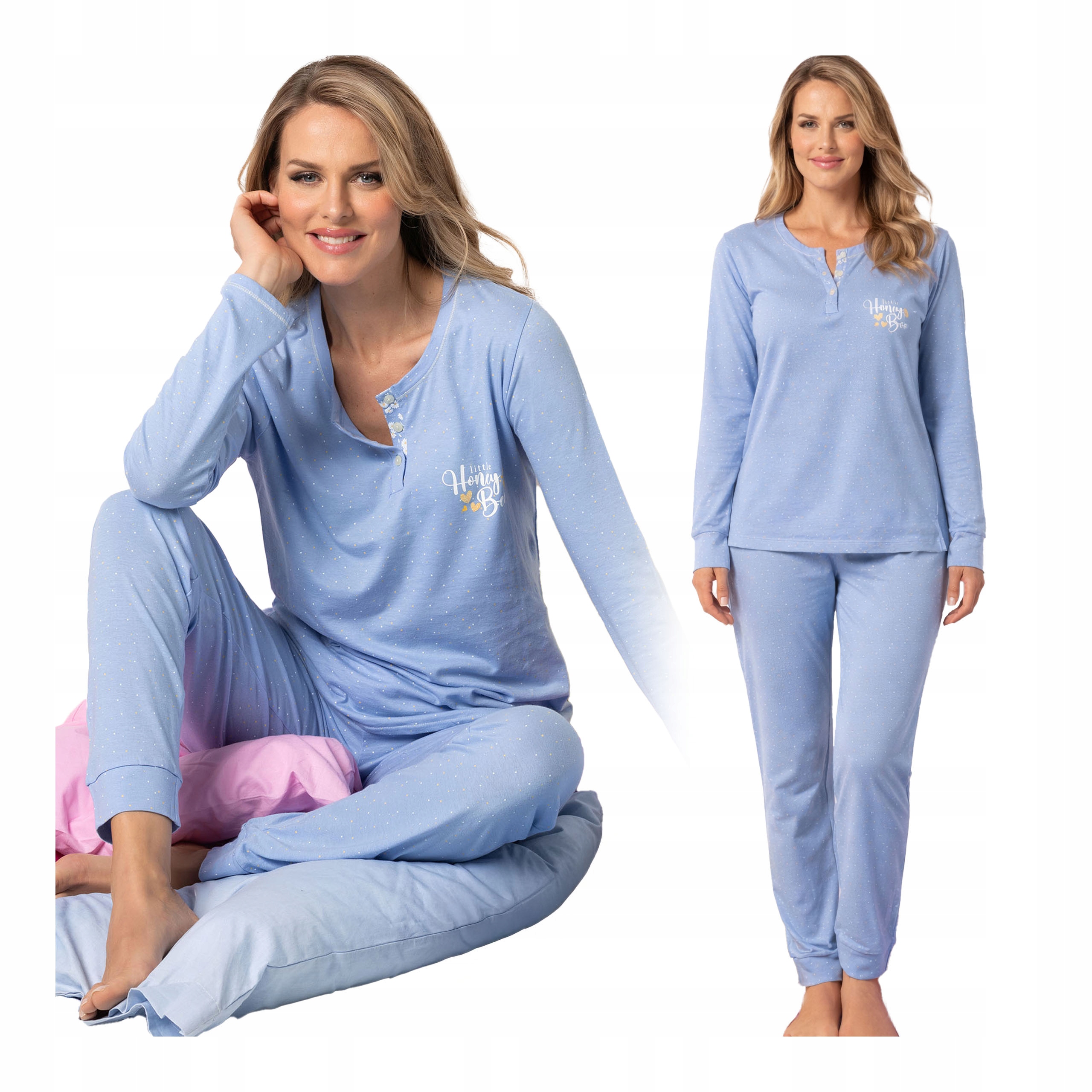 Dámské bavlněné dvoudílné pyžamo XL dlouhé kalhoty 100 bavlna Sielei