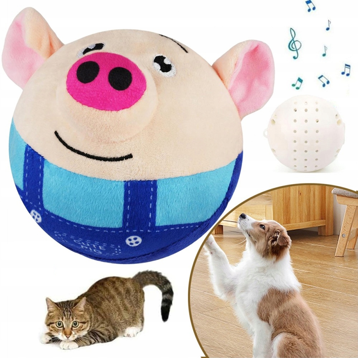 Pet Odrážející se Míček Plyšové Skákací prasátko Hračky pro psa se zvukem