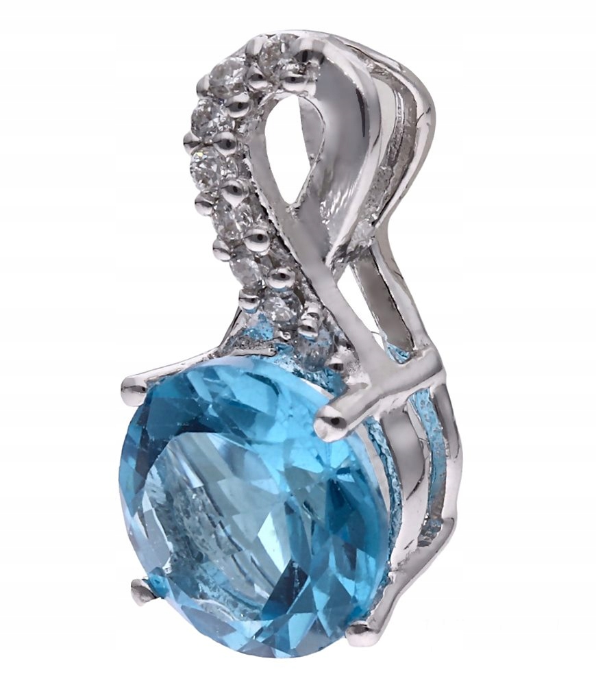 Stříbrný přívěsek Ag 925 topaz swiss blue s diamantem CVD-3441-P-BTS