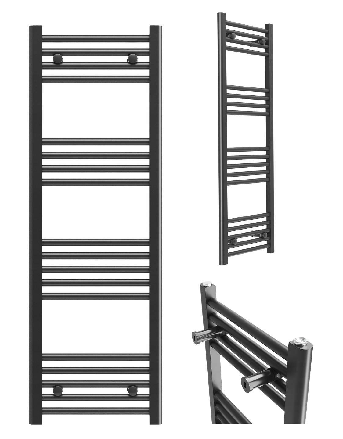 Kúpeľňový Ohrievač Čierny Kalorifer 40x140 cm Moderný Breno