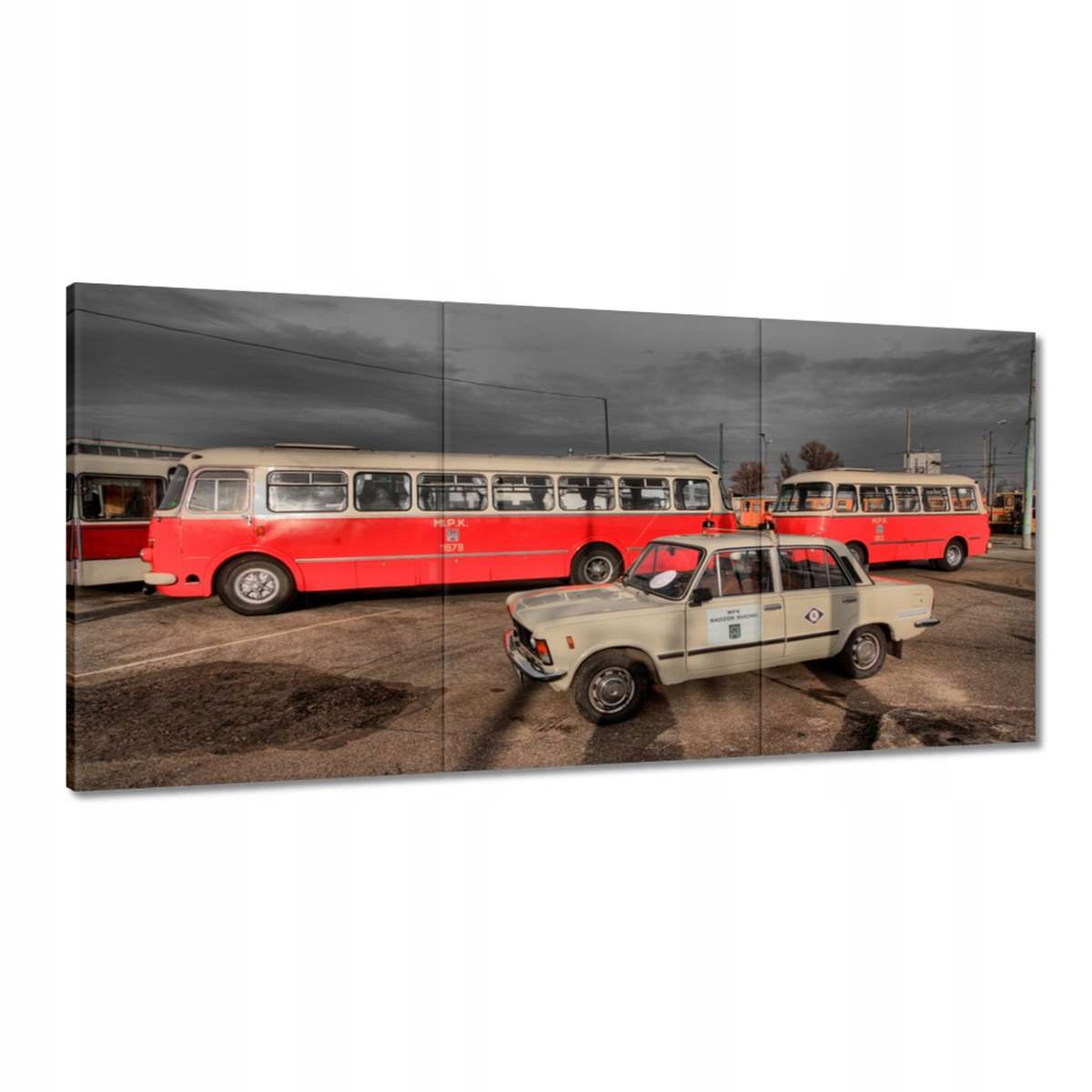 Obrazy 180x90 Veľký Fiat a autobus Jelcz