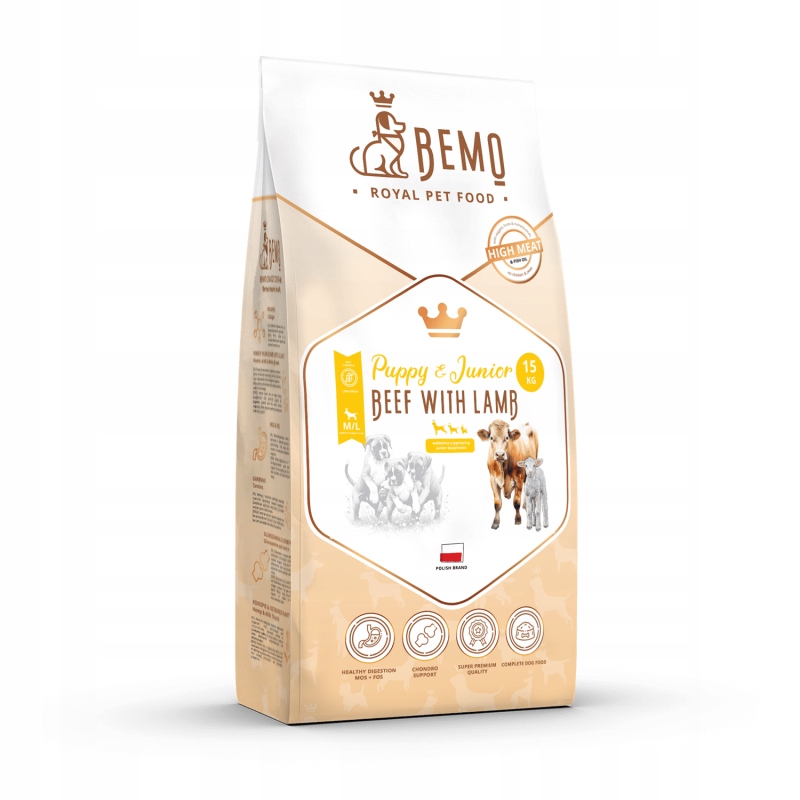 Levně Suché krmivo Bemo Puppy&junior 15 kg s jehněčím masem pro štěňata