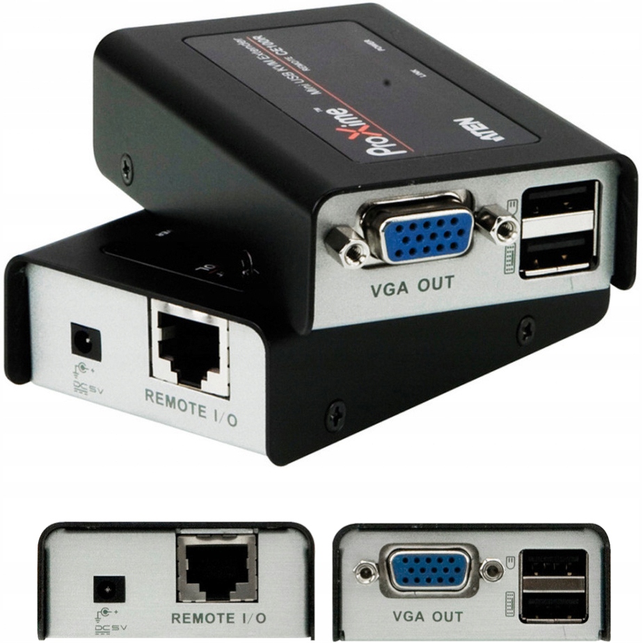 PRZEDŁUŻACZ KVM EXTENDER VGA USB PO SKRĘTCE KAT 5e