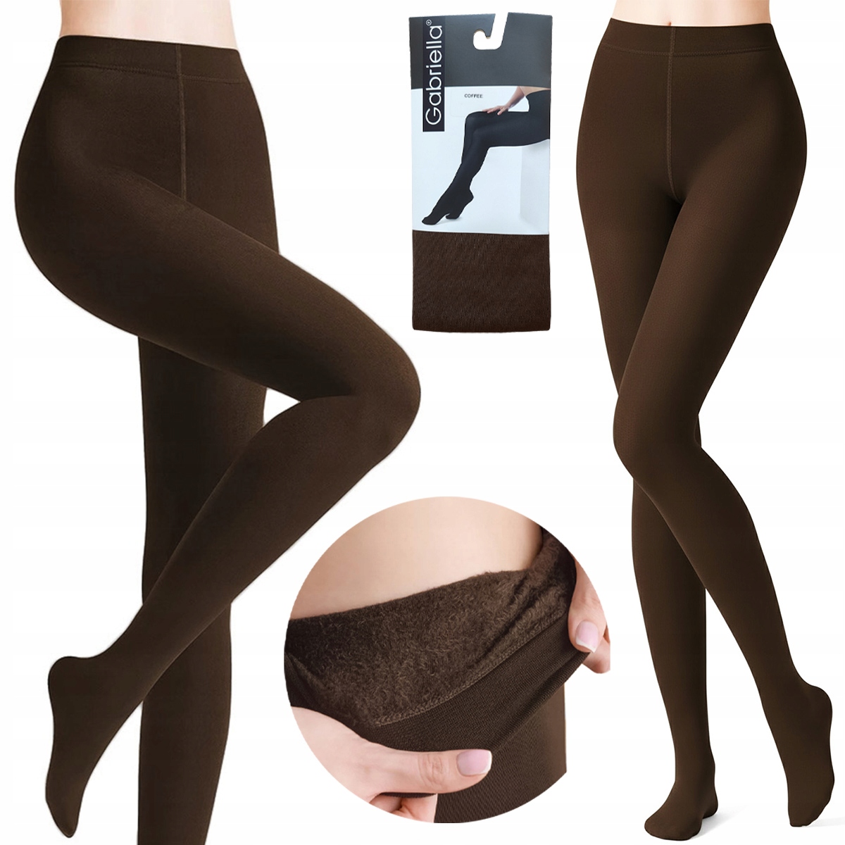 Punčocháče Zateplené Vlněné silné Gabriella Arctic 500DEN Coffee 4/5