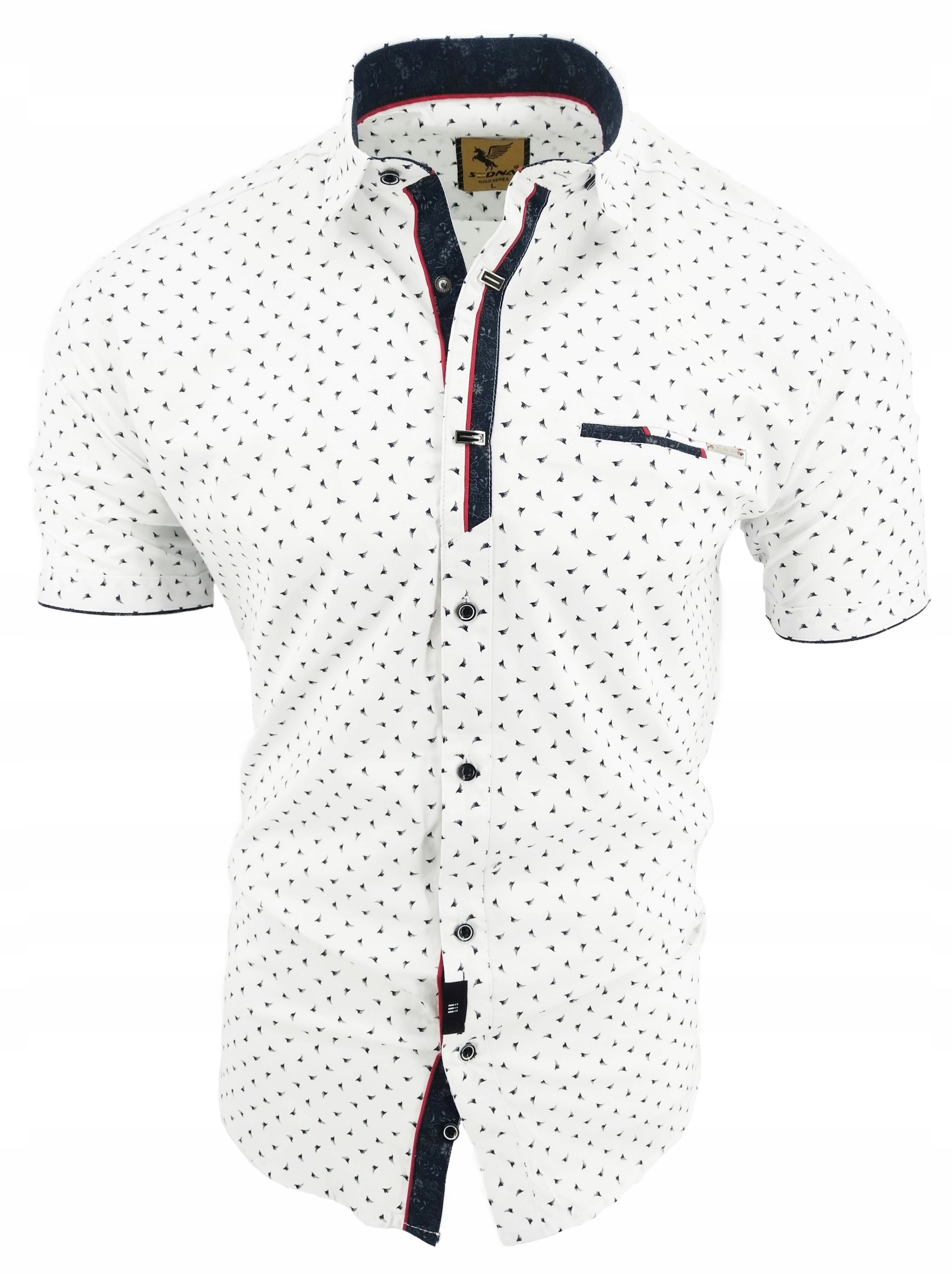 KOSZULA MĘSKA BIAŁA KRÓTKI RĘKAW WZOREK SDN 668 XXL 2XL 45/46 Rozmiar XXL