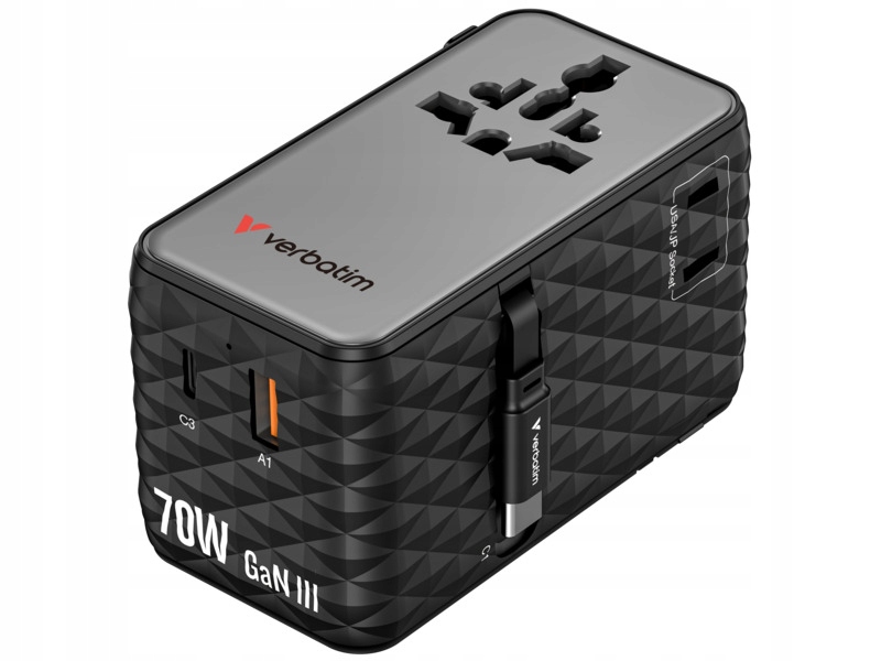 Adapter podróżny Verbatim 30186 Czarny