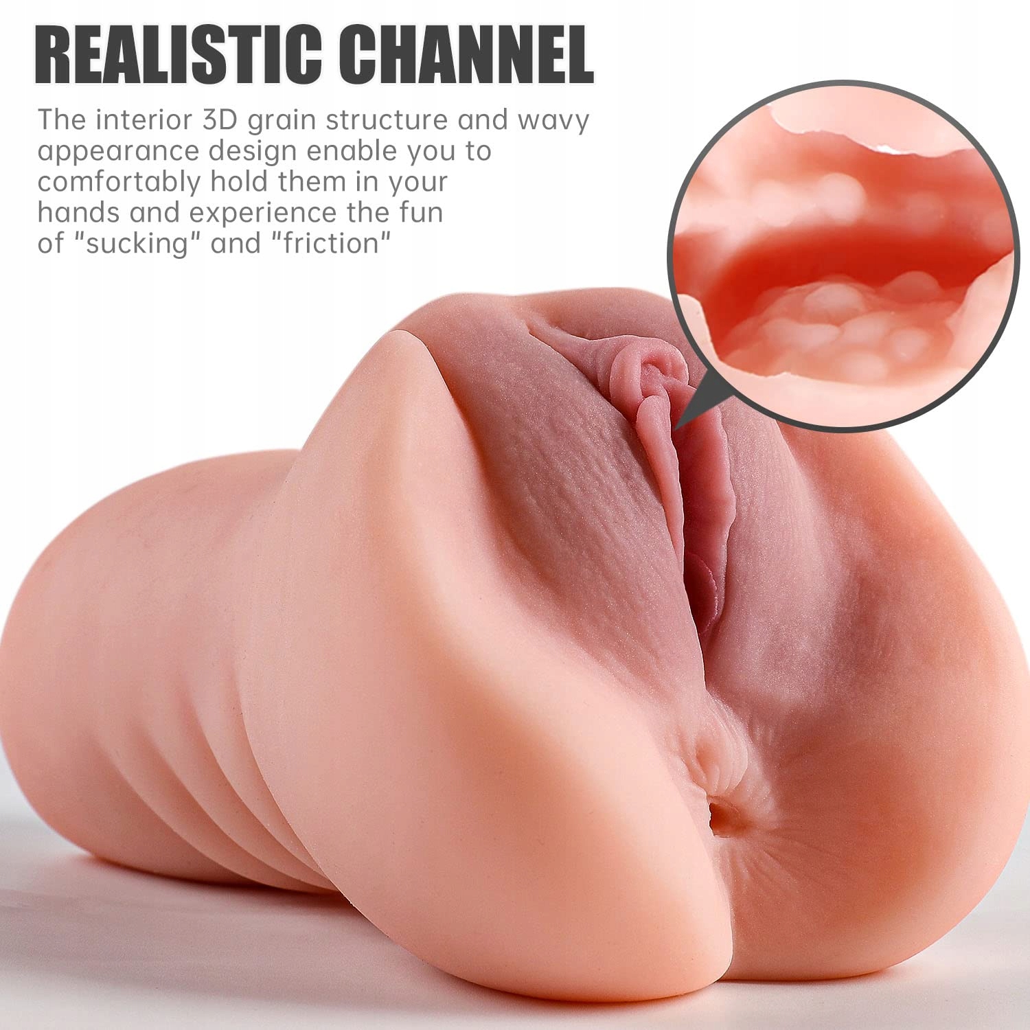 2IN1 MASTURBATOR DLA MĘŻCZYZN REALISTYCZNA KIESZONKOWA POCHWA I ANAL 3D — miniatura 5