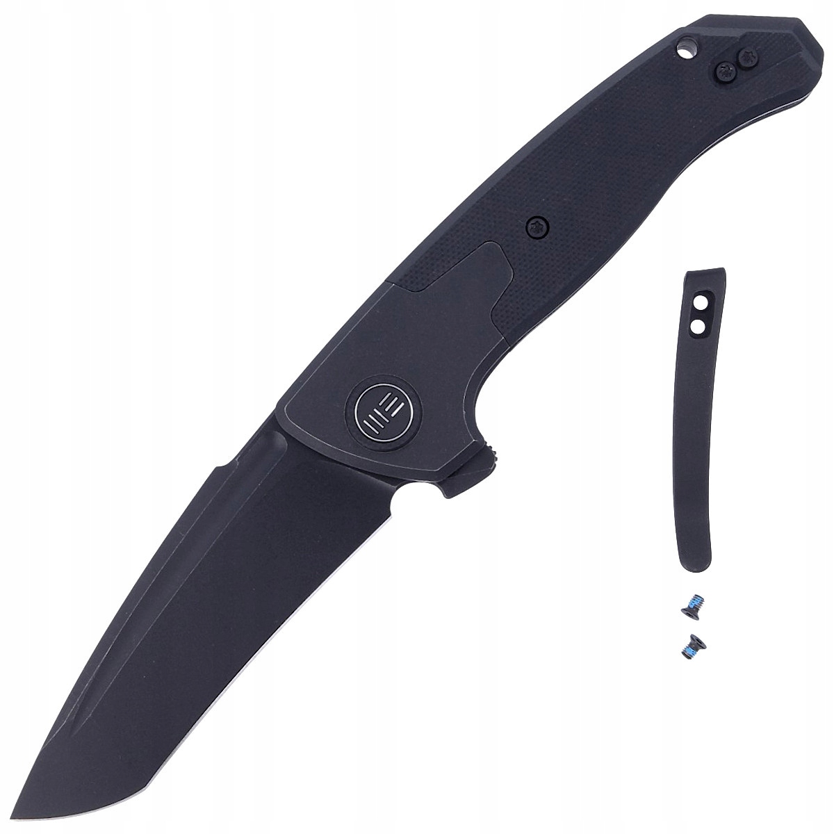 Nůž We Knife Press Check Black Ti Black G10, Black Stonewashed C